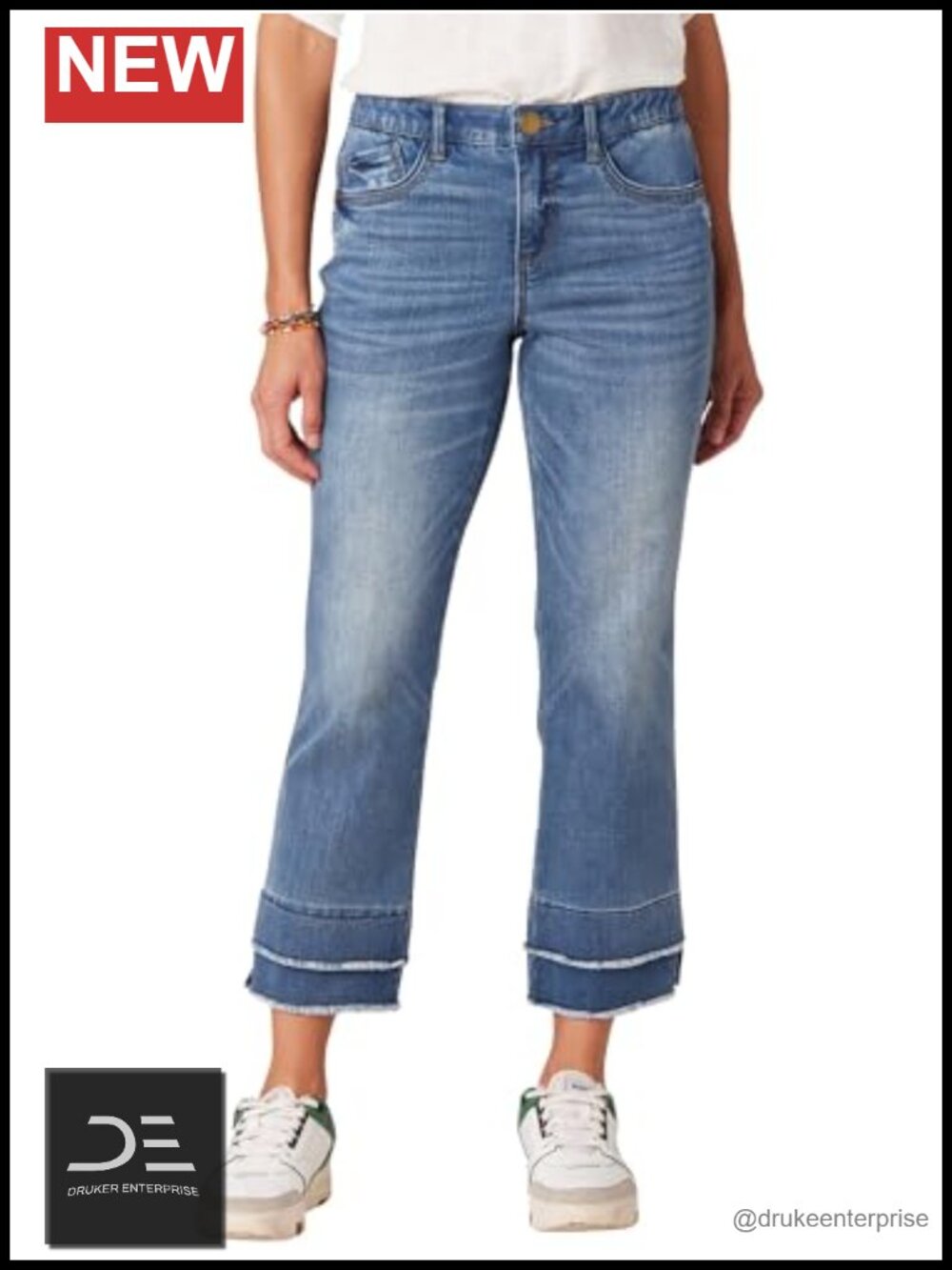 Women's Mid Rise Kick Flare Jeans with Tummy Control, Stretch Denim
